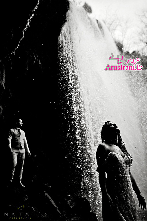 آتلیه عروس - عروس و داماد زیر آبشار