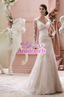 لباس عروس کلوش دنباله دار 2015