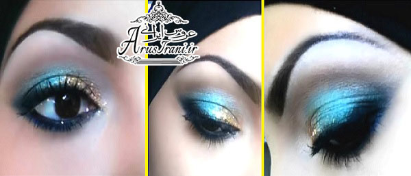 آموزش مدل آرایش 20 - آرایش چشم طلایی و آبی