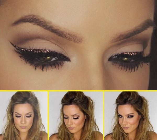 آموزش مدل آرایش 45 - آرایش خط چشم شکلاتی براق